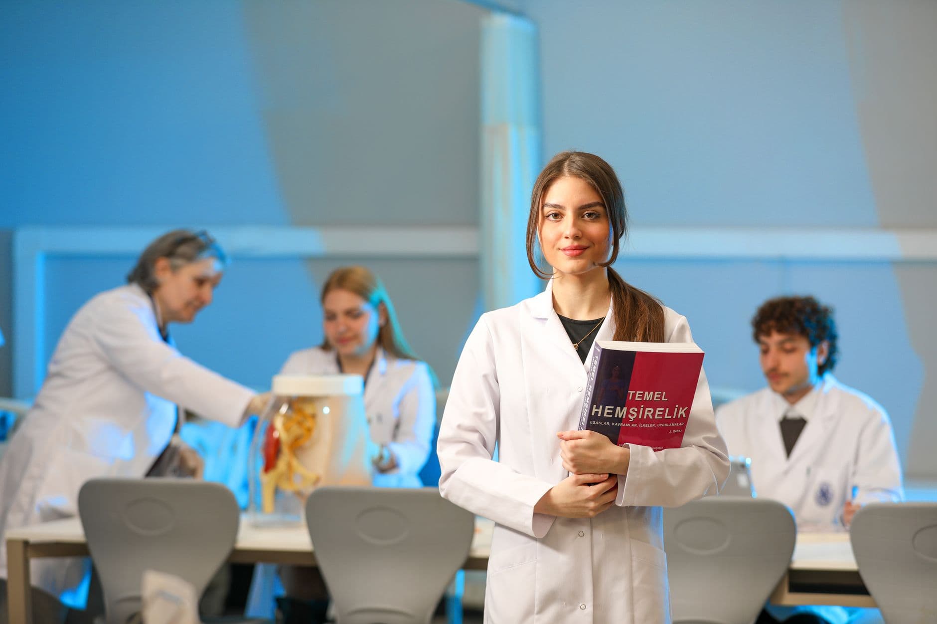 MBBS students learning in a medical laboratory