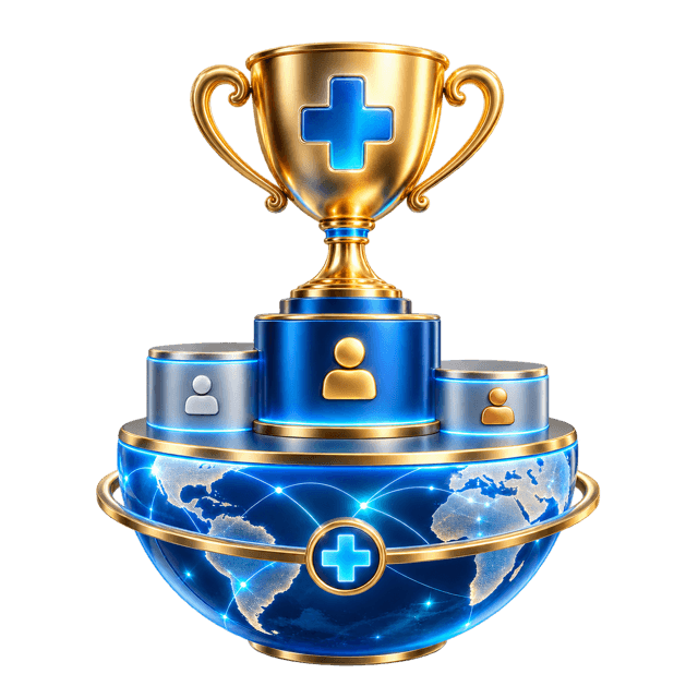 3D medical trophy and global ranking podium